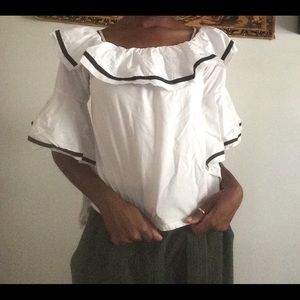 White Flared Sleeves Blouse